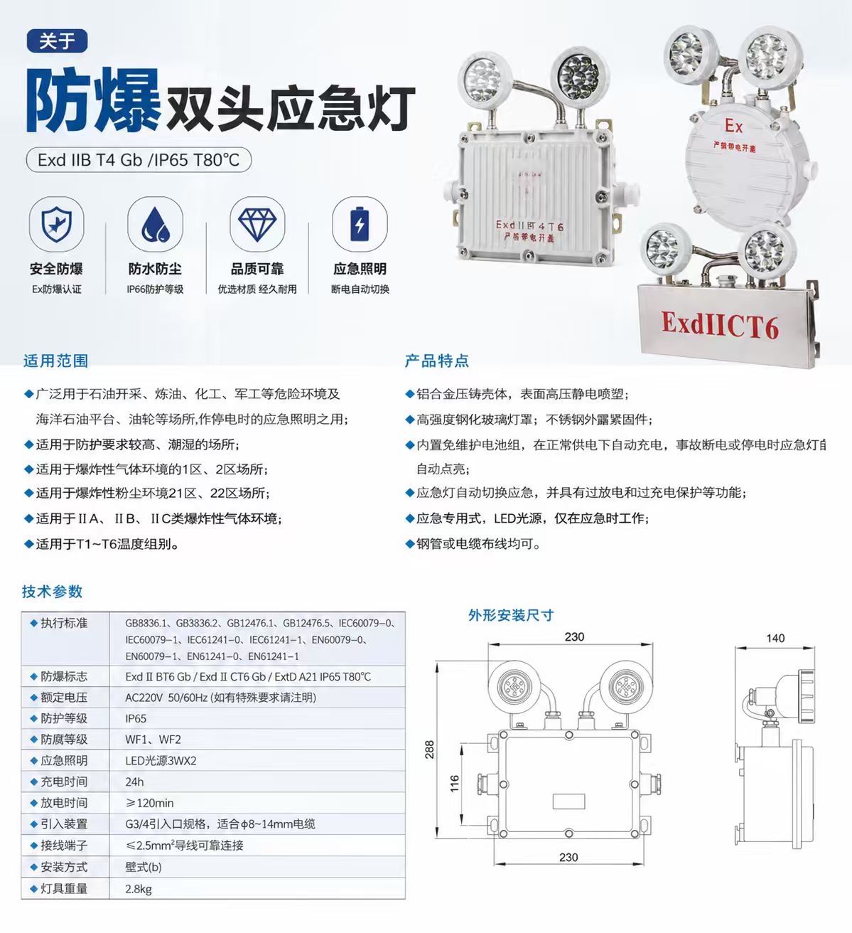 防爆双头应急灯详情图 1